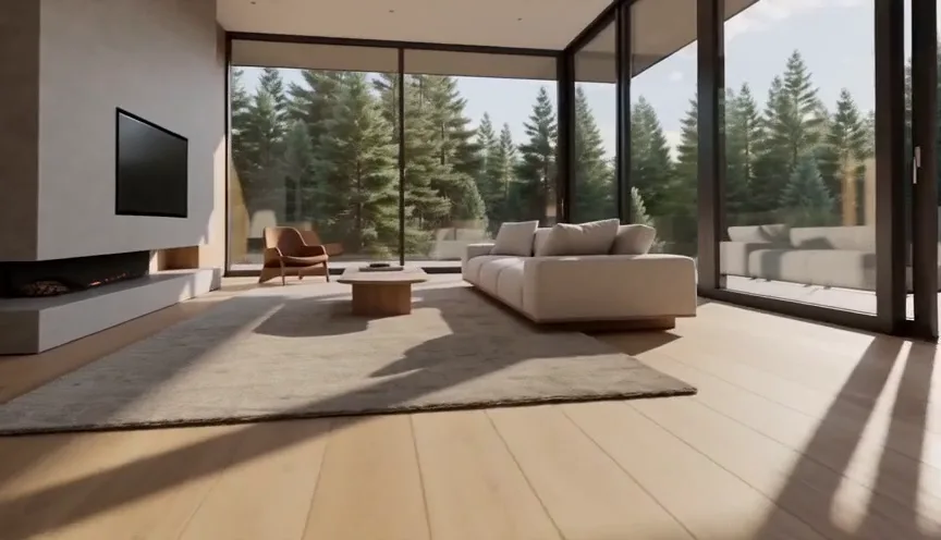 An interior and real-estate prompt for villa walkthroughs, warm light, and a controlled reveal.