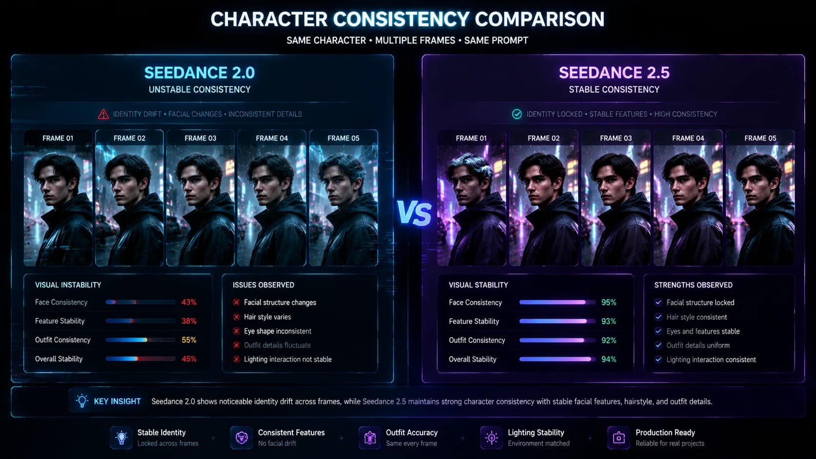 Seedance 2.5 character consistency comparison